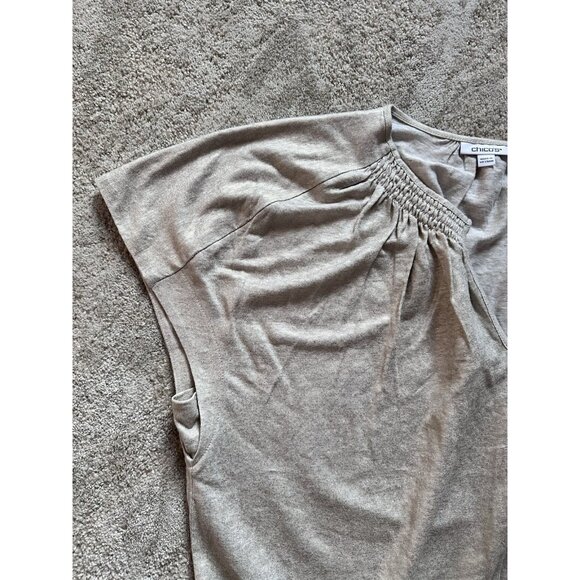 CHICO'S Women's Beige Metallic Cap Sleeve Tee Top Size 4 US XXL - Picture 8 of 8